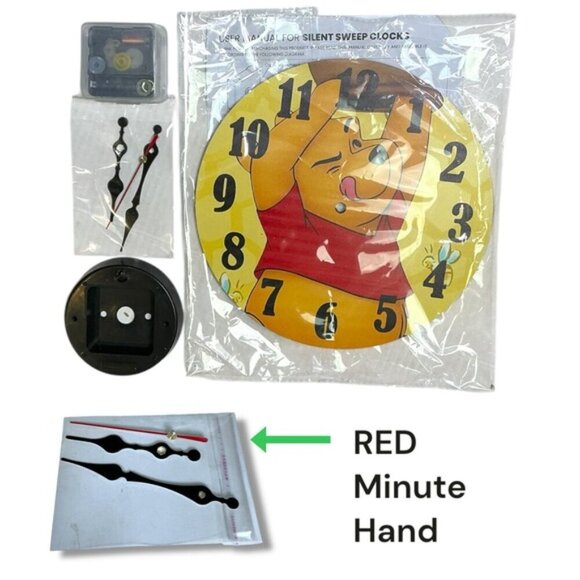 Winnie the Pooh Wall Clock Analog Quartz Round 10” Red Yellow - Picture 2 of 16